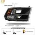 thumbnail image 2 of AS Headlight Assembly Compatible with 2009-2018 Dodge Ram 1500 2500 3500 Black Housing Amber Reflector Driver and Passenger Side, 2 of 7