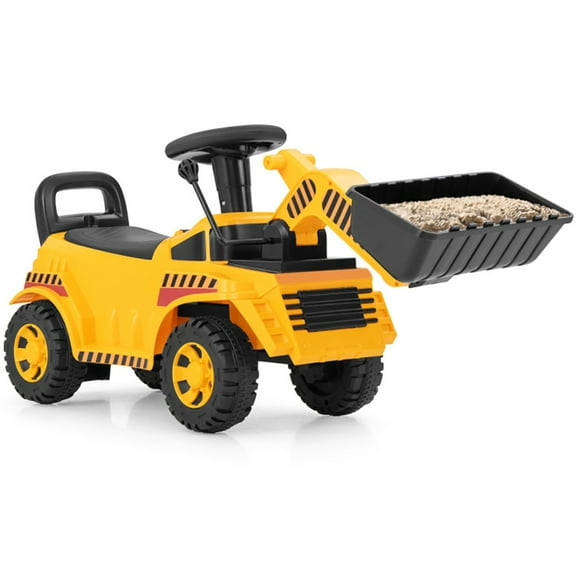 Spaco Excavator Digger Toy with Adjustable Bucket, Ride On Toy, Yellow