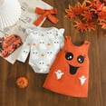 thumbnail image 2 of Gubotare Baby Girl Christmas Outfit Newborn Baby Girl Outfit Long Sleeve Newborn Infant Romper Skirts Sets 3 6 Months (Orange,3-6 Months), 2 of 7