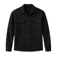 thumbnail image 6 of CBASIHI Womens Waffle Knit Long Sleeve Shackets- Collared Lightweight Oversized Casual Fall Button Down Shirt Jacket Black Size 2XL, 6 of 6