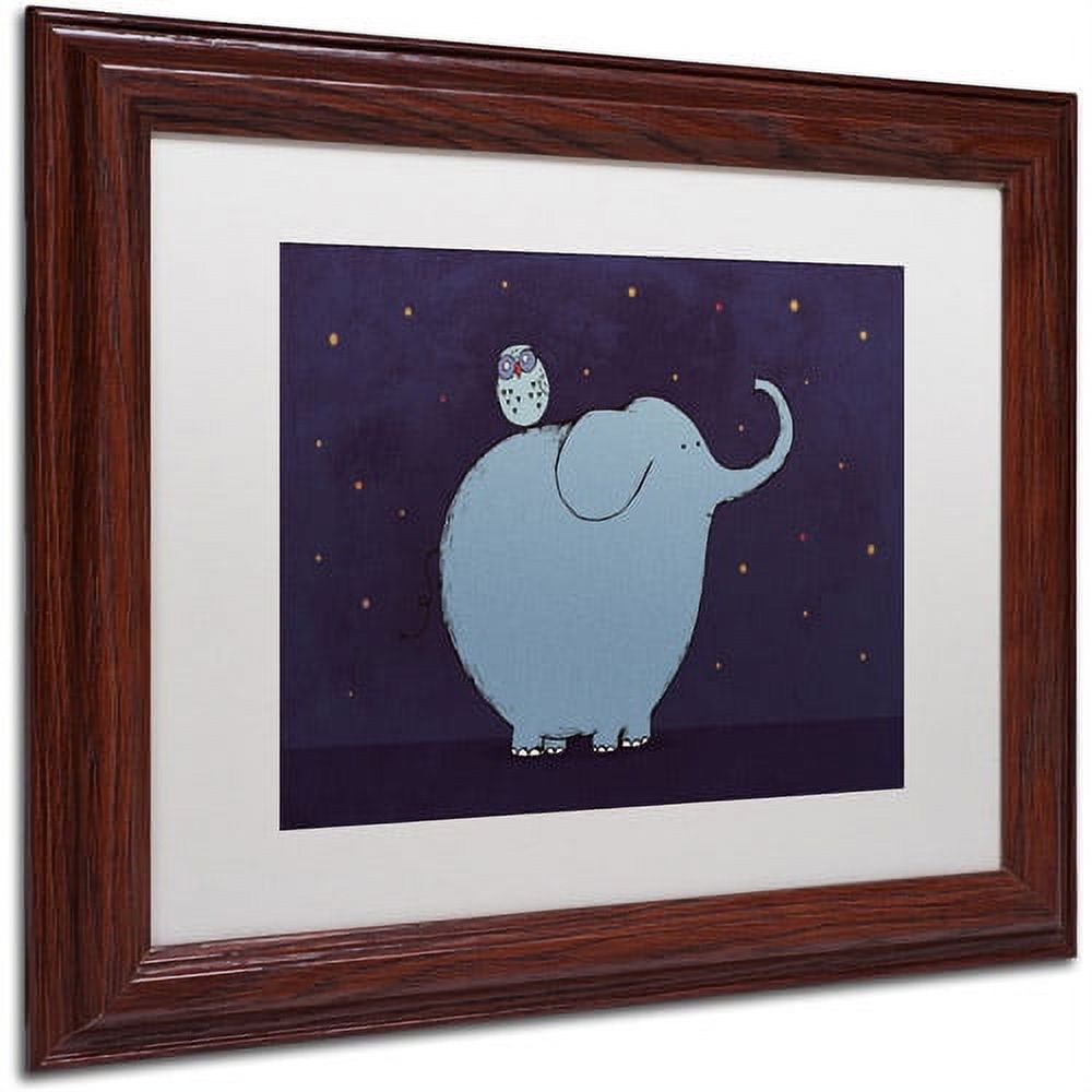 Carla Martell 'Owl and Elephant' Matted Framed Art