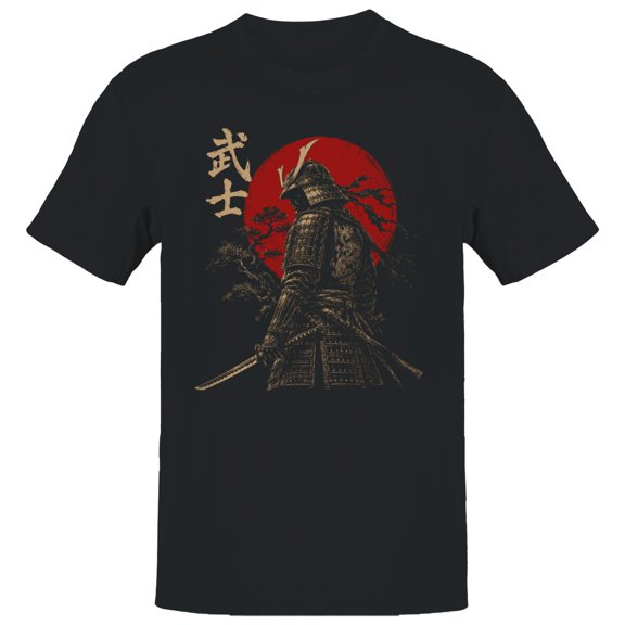 Smartprints Samurai Bushi with Katana Men's T-Shirt Black, Cotton, S