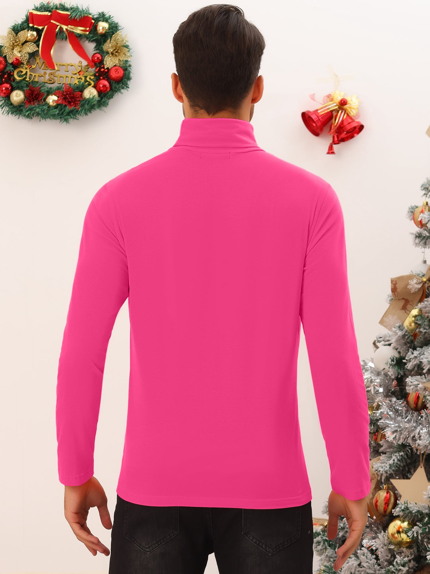 DARING DIVA Turtleneck Top Slim Fit Long Sleeves Knitted Pullover T-Shirt M Rose Red
