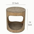thumbnail image 5 of Benjara Roki Side End Table w Shelf- 22" Natural Brown Pine Wood Round Top, 5 of 5