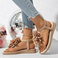 thumbnail image 6 of XUNKUSGA Sandals for Women Fashion Solid Color Floral Elastic Ankle Strap Beach Slide Sandals Casual Flip Flops Flats Sandals for Vacation 6-9.5,Khaki, 6 of 9