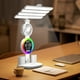 thumbnail image 4 of Lámpara de escritorio LED recargable | Luz inteligente plegable de 4 cabezales, reloj digital, portabolígrafos, iluminación ambiental RGB, altura ajustable, alimentación USB, blanco, 43x25x12cm, 4 of 6
