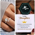thumbnail image 2 of To My Daughter Ring Silver Rhinestone Ring Minimalist Anxiety Ring Gift for Her Back To School Gift Tamaño del anillo Ajustable Abertura, 2 of 6
