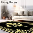 thumbnail image 2 of ODIKA 5'x7' Machine Washable Non-Slip Area Rug, Damask Flourish with Ornamental Scroll and Fleur de Embellishments High Traffic Rug, Black, 462811, 2 of 7