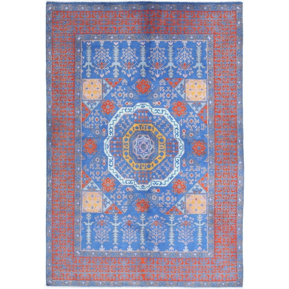 Hand Knotted Baluch Revival Wool Rug - 5'7'' x 8'2''