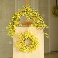 thumbnail image 5 of Clearance Items 18" Wooden Leaf Wreath – Golden Eucalyptus with White Pumpkins, Rustic Fall & Thanksgiving Front Door Hanging Decoration, 5 of 9