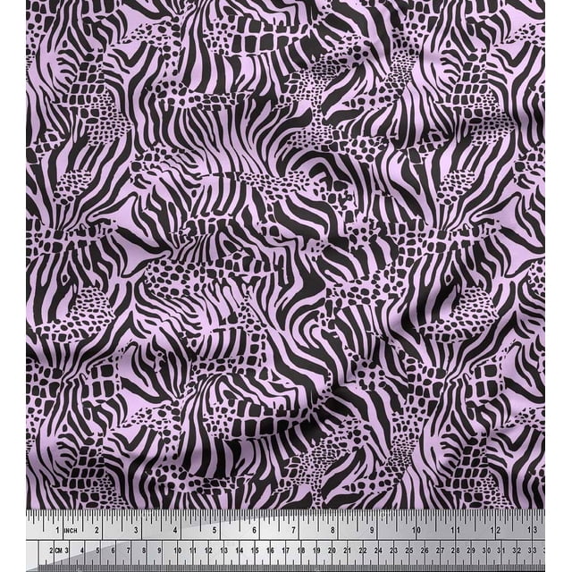 Soimoi Purple Viscose Chiffon Fabric Leopard & Wild Animal Skin Decor Fabric Printed BTY 42 Inch Wide