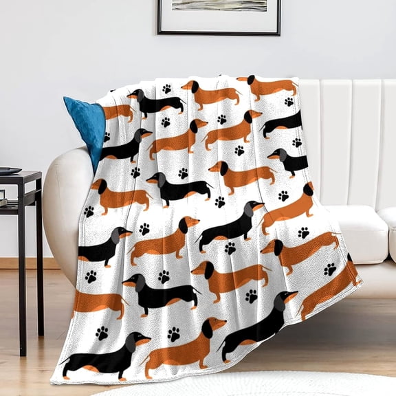 Dachshund Throw Blanket Bedding Super Soft Warm Flannel Blankets for Kids Adults Bedroom Living Room Sofa 50"x40"