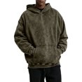 thumbnail image 2 of Havenx Distressed Washed Hoodies Pullover for Men Long Sleeve Hoodies with Pockets Hooded Sweatshirt Basic Comfy Casual Fall Winter Fashion Clothes,Camouflage Green M, 2 of 6