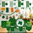 thumbnail image 1 of Juego de vajilla para fiestas de platos verdes de papel del Día de San Patricio | Platos, vasos y servilletas desechables de 7 pulgadas y 9 pulgadas Tema Trébol Trébol | Material festivo irlandés, 1 of 6