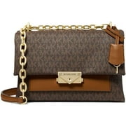 Michael Kors Cece Medium Flap Chain Shoulder Bag Brown MK Signature