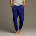 thumbnail image 2 of WTOBBY Men's Casual Drawstring Cuffed Pants with Pockets, Soft Home Sleepwear Lounge Pajama Bottoms for Relaxation, Comfortable Fit,Navy XL, 2 of 8