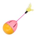 thumbnail image 2 of Juguete de plumas para gatos, colores brillantes, rotación de 360 grados, campana incorporada, juguetes interactivos para gatitos, rosa y amarillo, 2 of 14