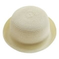 thumbnail image 1 of Sombrero de verano para niños con circunferencia de 52-54 cm, sombrero con forma de cúpula, bonito sombrero de paja con protección solar, sombrero de playa informal, color blanco lechoso, 1 of 5