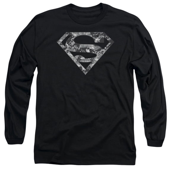 Superman Urban Camo Shield Long Sleeve Adult 18/1 T-Shirt Black