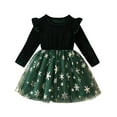 thumbnail image 2 of NAISIBABY Girls Velour Dresses, Ruffles Long Sleeve Sequin Tulle Crewneck Party Princess Christmas Dresses Green 6T, 2 of 9