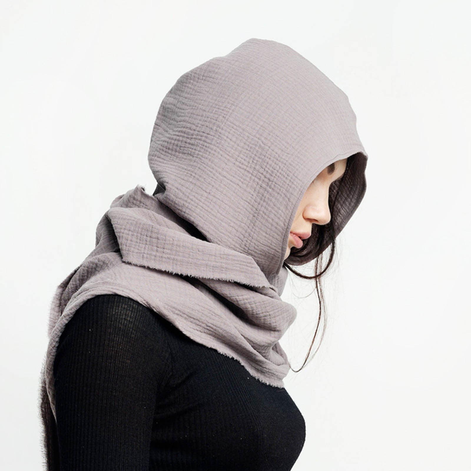 Fgnfyis Men Women Hooded Scarf Winter Crinkle Soft Scarf and Hat Fgnfyis Men Women Hooded Scarf Winter Crinkle Soft Scarf and Hat