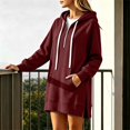 thumbnail image 5 of XUNKUSGA Womens Long Hoodie Fashion Half Zip Split Hem Hoodie Dress for Women Casual Solid Color Long Sleeve Oversized Hooded Sweatshirts Dress with Pocket S, 5 of 9