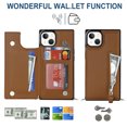 thumbnail image 3 of Crossbody Wallet Case for iPhone 15 with RFID Blocking Card Slot Holder, Magnetic Flip Folio Purse Case, Premium PU Leather Zipper Handbag with Detachable Lanyard Strap, Brown, 3 of 11