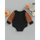 thumbnail image 2 of Mameluco De Halloween Para BebéS Mono De Retazos Con Estampado De Letras De Calabaza XBTCLXEBCO Naranja Negro;12-18 Meses, 2 of 6