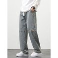 thumbnail image 2 of Pantalones vaqueros Retro de pierna ancha para hombre, Vaqueros rectos informales de algodón, talla grande 6XL, 7XL, 8XL, novedad de 2024, 2 of 5
