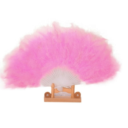 

Pgeraug Fan Wedding Showgirl Dance Elegant Large Feather Folding Hand Fan Decor Decal Pink Paper Fans set Pink