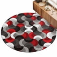 thumbnail image 2 of Round Area Rugs 5Ft, Red Grey Abstract Non-Slip Washable Circle Rugs Carpet, Modern Geometric Ombre Artwork Indoor Outdoor Rug Floor Mats Throw Runner for Bedroom Living Room Bathroom, 2 of 8