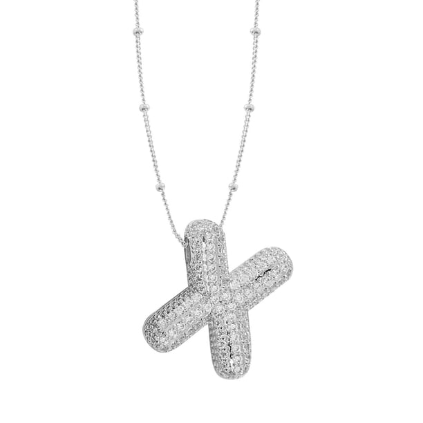 Collar Colgante de Oro Collar de Carta Incrustado con Collar de Cobre Hueco, Collar Colgante de Diamante de Carta Collar de Carta de Oro