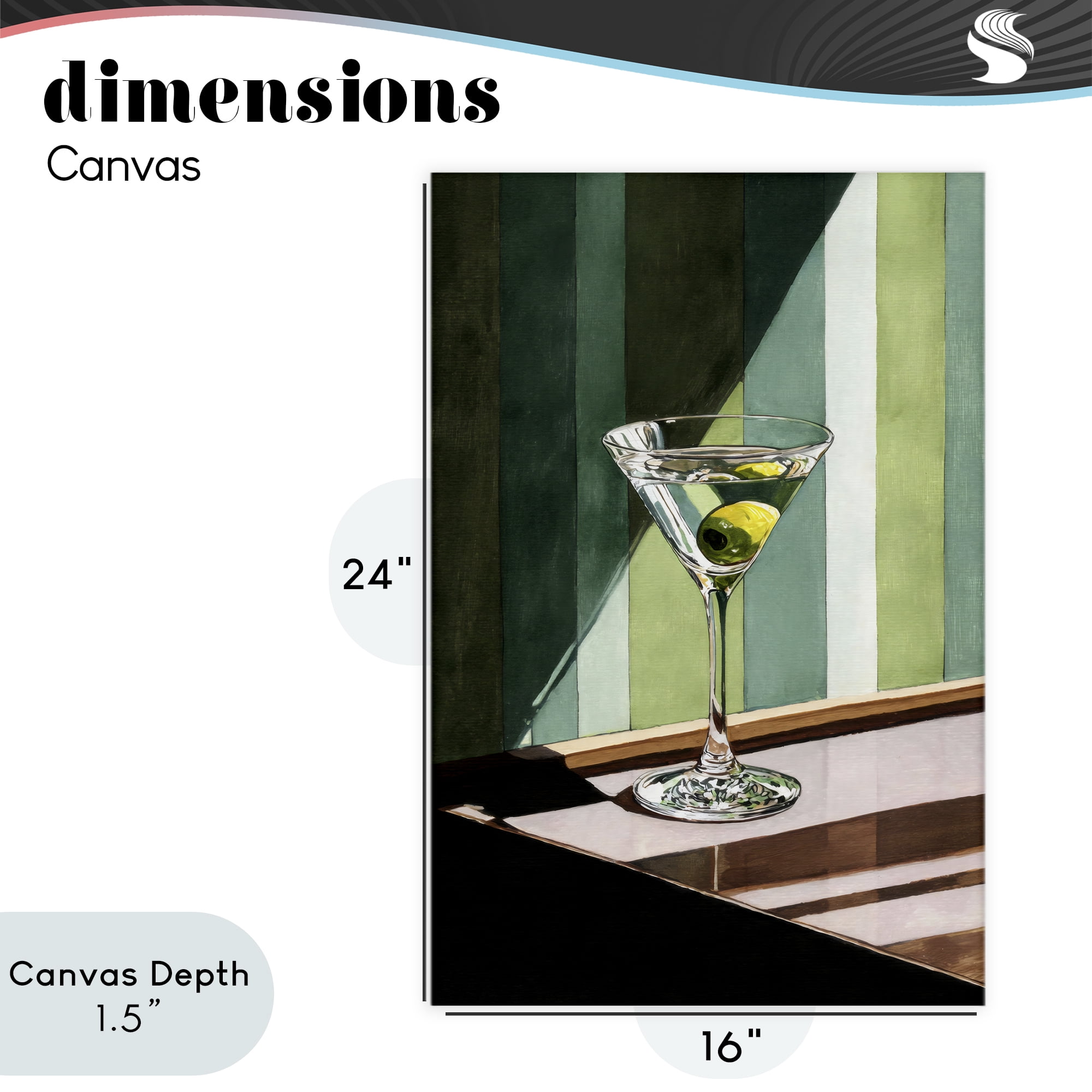 Stupell Industries Olive Martini in Sun Beam Canvas Wall Art, design by Petal Prints Design