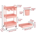 thumbnail image 2 of Carrito utilitario JIUYOTREE de plástico de 3 niveles, color rosa, 2 of 8