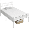 thumbnail image 7 of Topeakmart Twin Size Metal Bed Frame with Curved Design Headboard and Footboard, White, 7 of 7