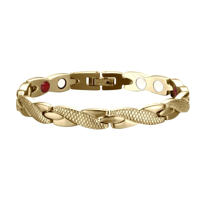 Pulsera Pareja Terapia Magnética Twisted Dragon Brazaletes Desmontables (oro)