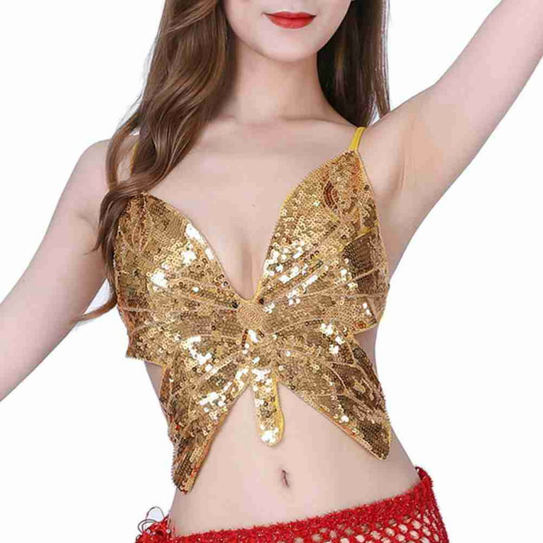 Summer Multi-color Bandage Butterfly Sequin Top Sexy Summer Tops