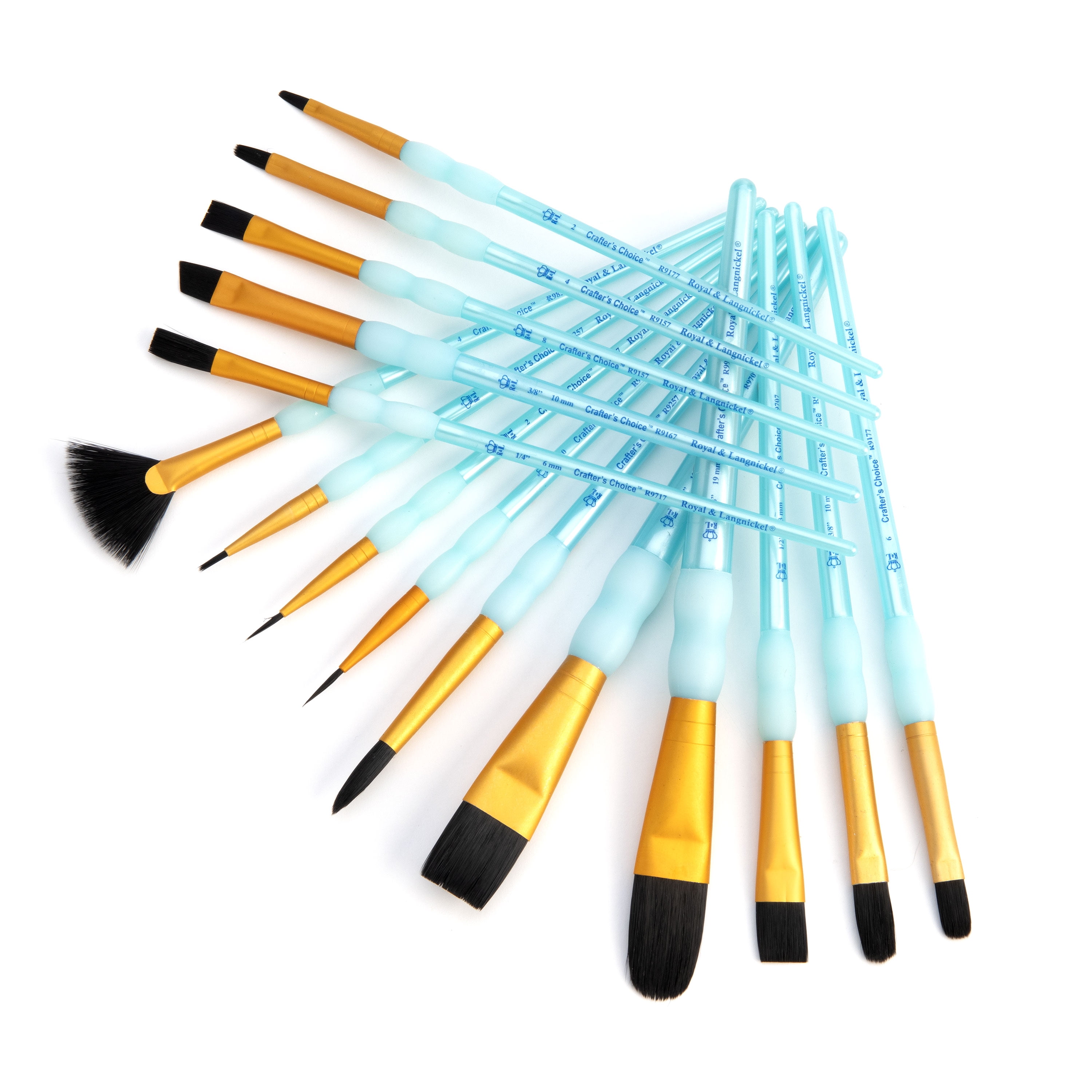 Royal & Langnickel Crafter's Choice Synthetic Black Taklon Paint Brushes,  15pc