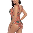 thumbnail image 5 of Yiaed Hedgehog Mushroom Print Women's Ruffled One Piece Swimsuit V Neck Swimwear Slimming Monokini for Woman-Large, 5 of 8