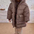 thumbnail image 2 of Afuyipoi Girls Hooded Puffer Coat Winter Thick Quilted Warm Windproof Long Jacket Size 3-13 Brown Size 3T, 2 of 6