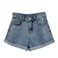 thumbnail image 2 of Tittly Womens Shorts Jeans for Women Women Denim Vintage Summer Basic Simple High Waist Shorts High Waisted Shorts Jean Shorts Womens Blue S, 2 of 3