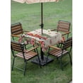 thumbnail image 3 of Outdoor Tablecloth with Umbrella Hole and Zipper, Red Christmas Square Table Cloth 60x60 Inch Waterproof Tablecloth, Truck Xmas Tree Snowflake Winter Vintage Picnic Table Cover for Patio Camping, 3 of 7
