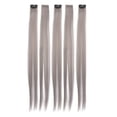 thumbnail image 4 of 5 extensiones de cabello liso con clip, color brillante, 21,65 pulgadas, para cosplay y fiesta, color gris., 4 of 14