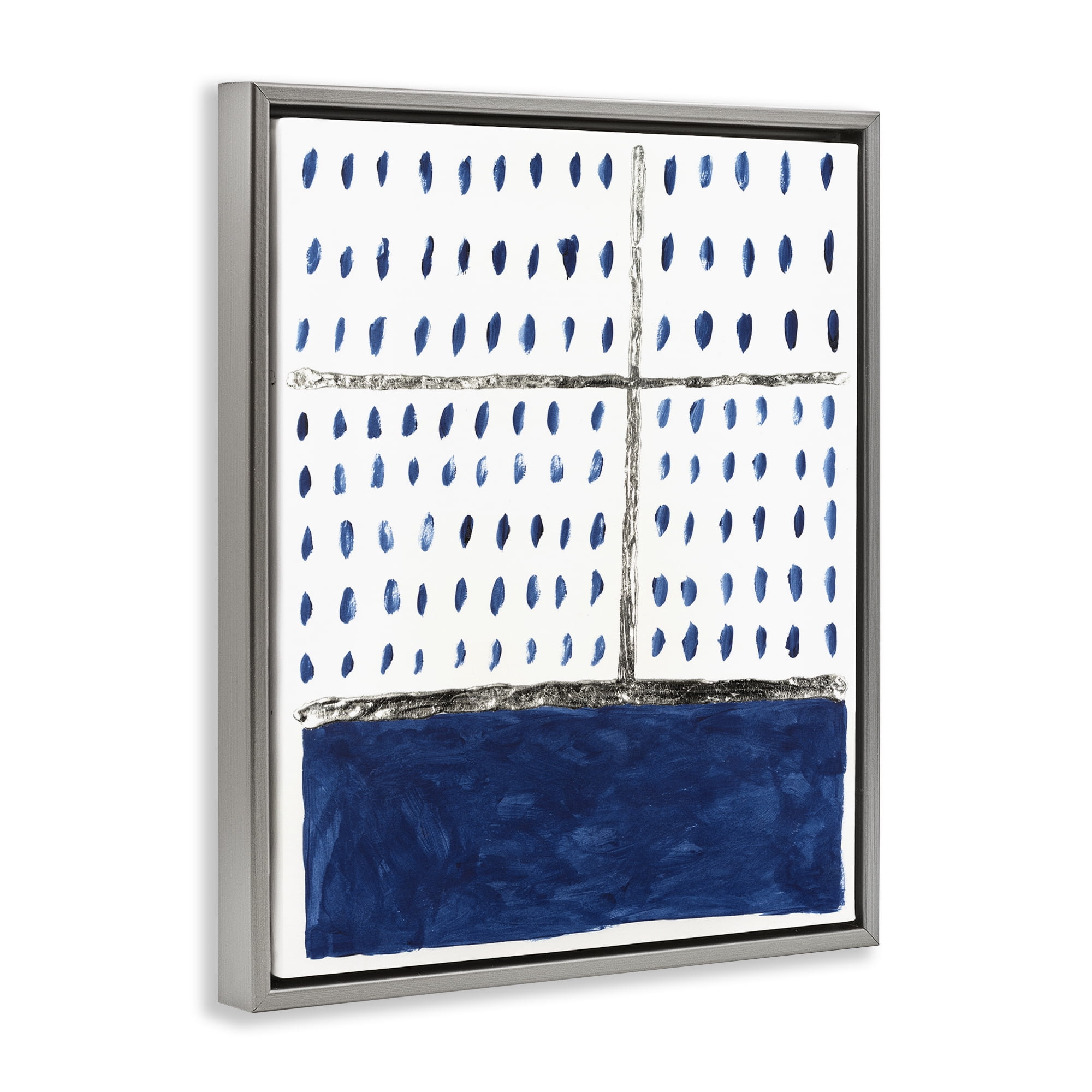 Stupell Industries Dotted Pattern Impression Abstract Painting Gray Floater Framed Canvas Art Print Wall Art, 25 x 31