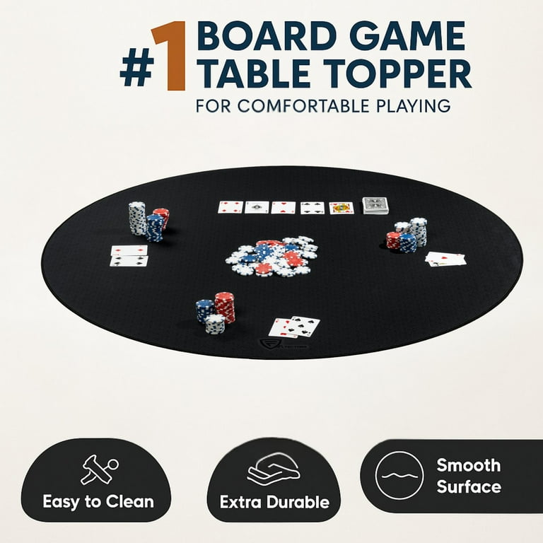 Relaxdays pokerkleed 100 x 60 cm, groot speelkleed voor Texas Hold'em, antislip pokermat, polyester, in het zwart