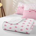thumbnail image 4 of Erosebridal Pink Princess Bow Quilt King, Polka Dot Love Heart King Coverlet Set for Girls Teens, 3pcs, 4 of 7
