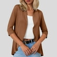 thumbnail image 2 of Cardigan Sweaters Ladies 3/4 Sleeve Cardigan Solid Ruffled Sleeve Short Small Coat Fall Cardigan Khaki XXL, 2 of 5