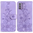 thumbnail image 2 of Compatible with Nokia G42 5G Embossed Lily Wallet Case with Card Holder PU Leather Flip Cover, 2 of 5
