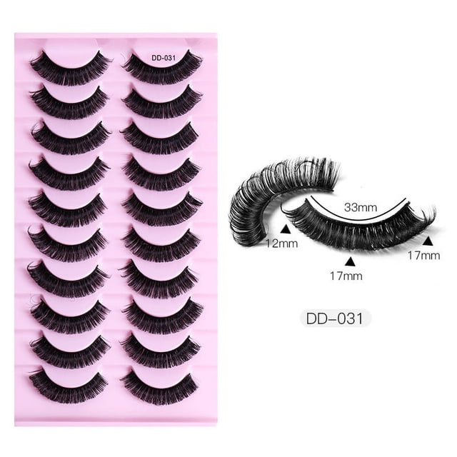 Pack de Pestañas 3D Esponjosas y Ligeras, 10 Pares con Banda Transparente para una Belleza Diaria sin Esfuerzo
