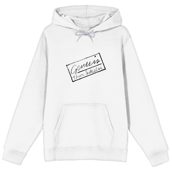 Genesis Three Sides Live Album Art Long Sleeve White Adult Hooded Sweatshirt -Medium